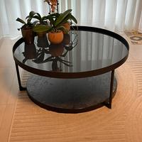 Tavolino rotondo  moderno in vetro fumè