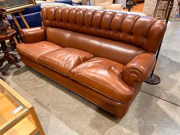 Divano 3 posti Frau in pelle marrone