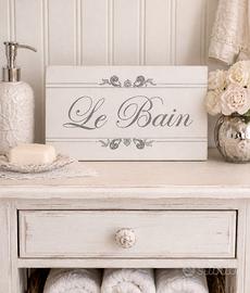 Targa decorativa "Le Bain" Shabby Chic in legno