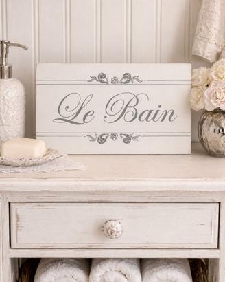Targa decorativa "Le Bain" Shabby Chic in legno