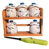 set 5 vasetti ceramica dipinta a mano e mobili o 