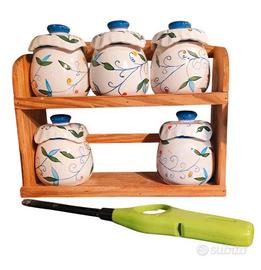 set 5 vasetti ceramica dipinta a mano e mobili o 