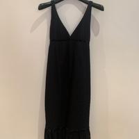 Abito nero bretelle pizzo sangallo Monica Bianco