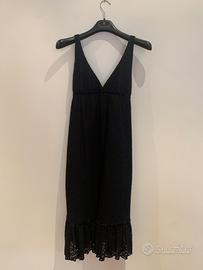 Abito nero bretelle pizzo sangallo Monica Bianco