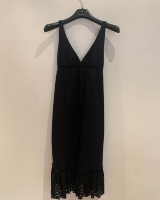 Abito nero bretelle pizzo sangallo Monica Bianco