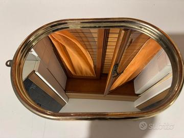 specchio vintage da parete in ottone dorato 