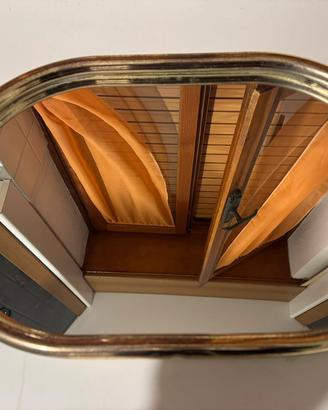 specchio vintage da parete in ottone dorato 