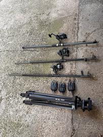 Canna da pesca e supporto
