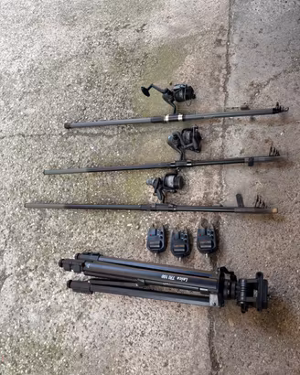 Canna da pesca e supporto