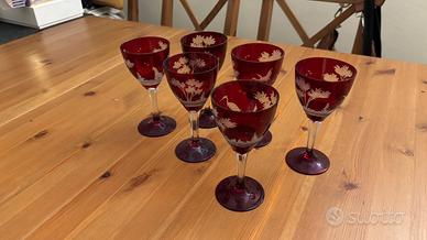 Set 6 bicchieri da vino di origine boema