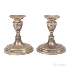 Coppia candelieri argento danese 830 WIVO W. & S.