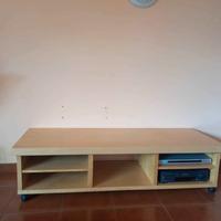 Porta TV Mobile sala in legno con rotelle