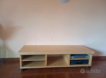 Porta TV Mobile sala in legno con rotelle