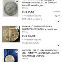 moneta mussolini da L20 1928