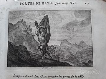 Incisione del Seicento porte di Gaza