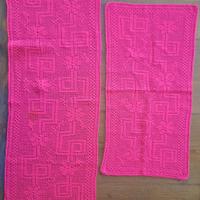 Set 2 centri filet in cotone rosso 