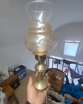 lampada da tavolo e scrivania vintage in ottone