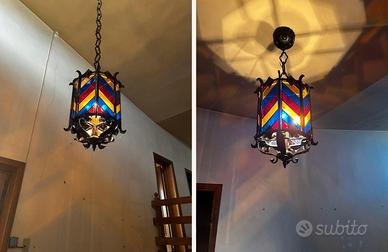Lanterne Gotiche Ferro Battuto e Vetro Tiffany