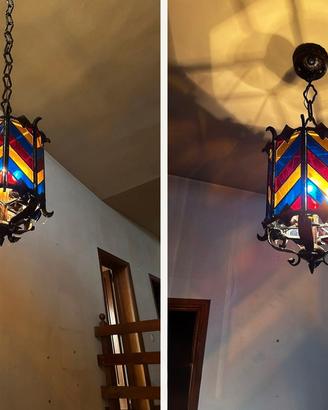 Lanterne Gotiche Ferro Battuto e Vetro Tiffany