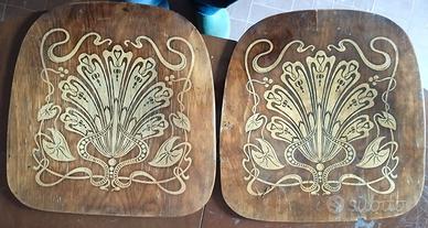 Seduta Legno Intarsiato Stile Liberty Vintage