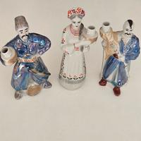 Set 3 Statue Ceramica Vaso Porta Candela Bottiglia