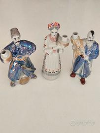 Set 3 Statue Ceramica Vaso Porta Candela Bottiglia