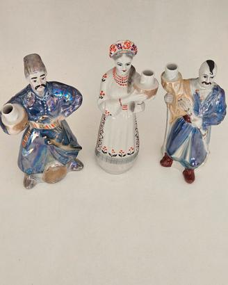 Set 3 Statue Ceramica Vaso Porta Candela Bottiglia