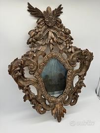 Antica specchiera/specchio in legno dell’800