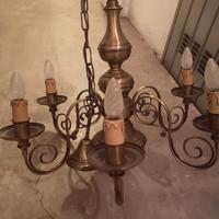 lampadario in ottone bronzeo