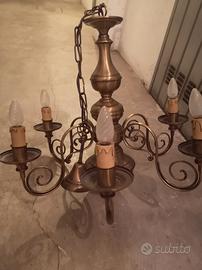 lampadario in ottone bronzeo