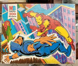 Raro puzzle MB giochi 200 PZ completo IRON MAN cor