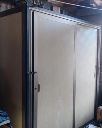 Porta sci armadio in acciaio, ruote, 30 scomparti 