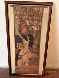 Stampa pubblicitaria birra Menabrea quadro legno
