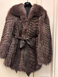 Pelliccia volpe argentata lavorazione Chevron