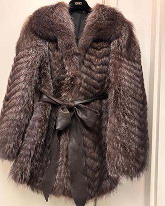 Pelliccia volpe argentata lavorazione Chevron