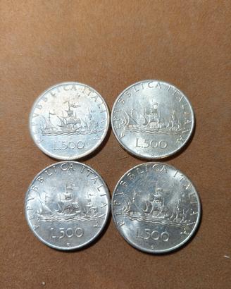 4 pz 500 lire argento caravelle 