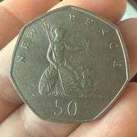 Moneta 50 New Pence 1969 Prima emissione Ettagonal