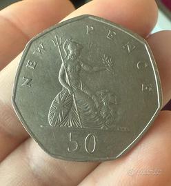 Moneta 50 New Pence 1969 Prima emissione Ettagonal
