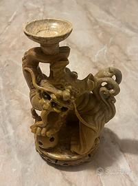 Scultura Bruciaprofumi Cane di Fo pietra saponaria