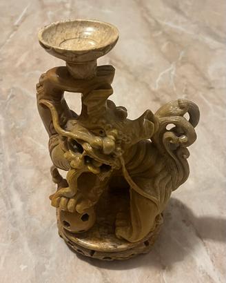 Scultura Bruciaprofumi Cane di Fo pietra saponaria