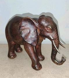 Elefante in Legno Dipinto Color Bronzo – Vintage 