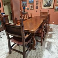 TAVOLO DA PRANZO SPAGNOLO  CON SEDIE E POLTRONCINE