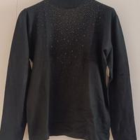 Maglione donna nero a lupetto con cachemire 