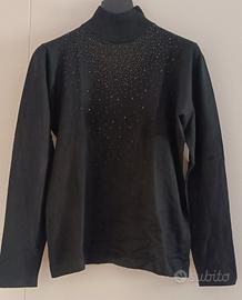 Maglione donna nero a lupetto con cachemire 