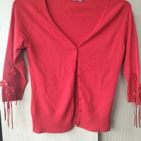 cardigan rosso viscosa fiori