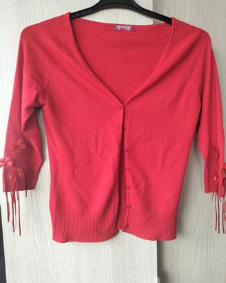 cardigan rosso viscosa fiori