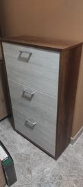 Scarpiera effetto legno 3 ante doppie 