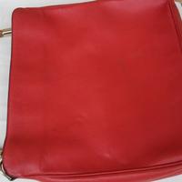 Borsa in pelle rossa manico in bambù