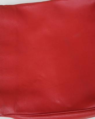Borsa in pelle rossa manico in bambù