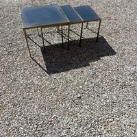 Tris tavolini vintage design ottone e vetro